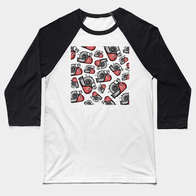 Turbo Snail - Red Sparkle Pattern Baseball T-Shirt by hoddynoddy